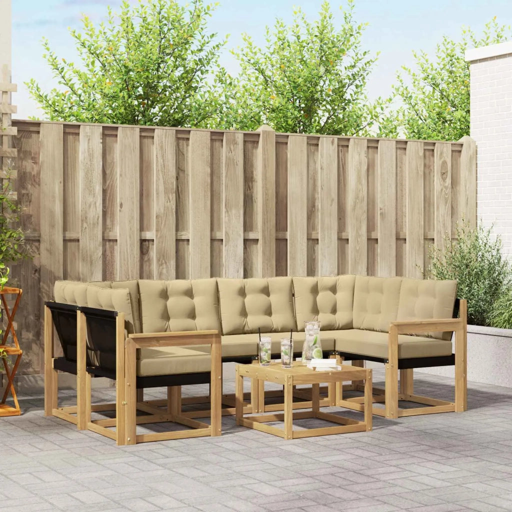 Set di divani da esterno 7 pz Bianco e Beige 3389255