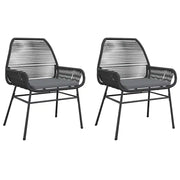 Sedie da Giardino con Cuscini 2 pz | Sedie da Esterno Nere in Polyrattan