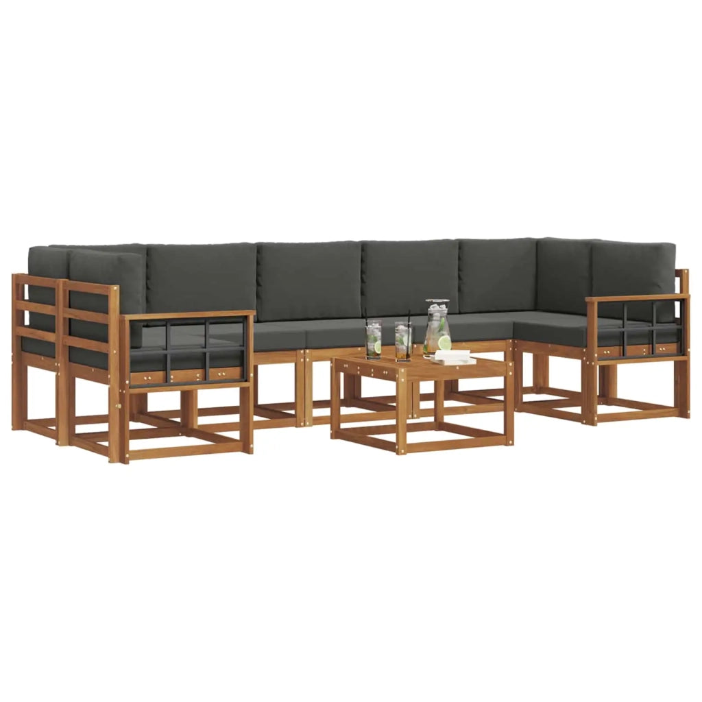 Set di divani da esterno con cuscino 8 pcs Naturale e Antracite 3366160