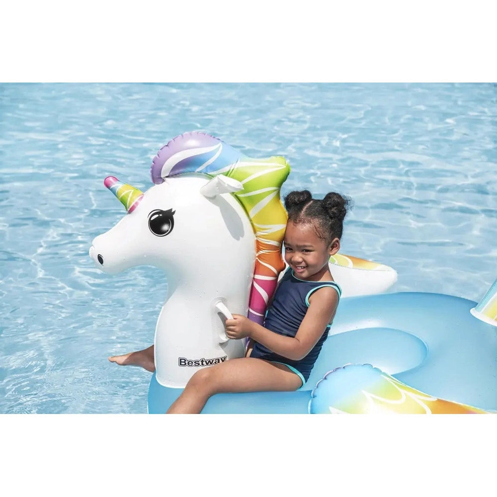 Trade Shop - Cavalcabile Unicorno Fantasy Galleggiante Gonfiabile Piscina Spiaggia Con Maniglie 41114 -