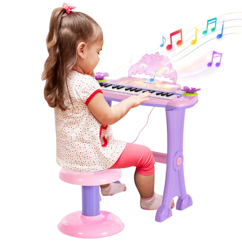 Piano Giocattolo per Bambini con Microfono e Sgabello ¨C Zephmum ¨C Rosa