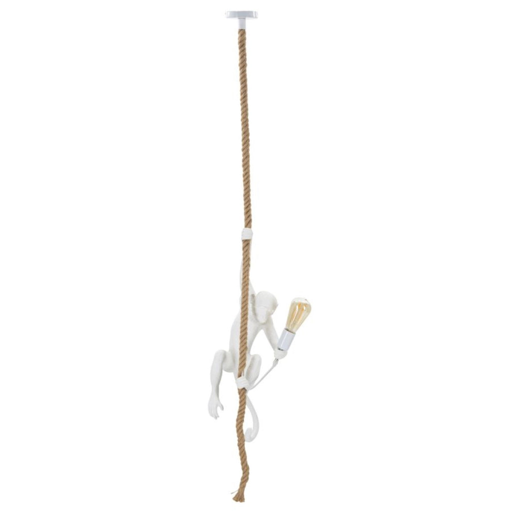 Lampada a Sospensione Scimmia, Bianco, Poliresina, 27x32x60 cm