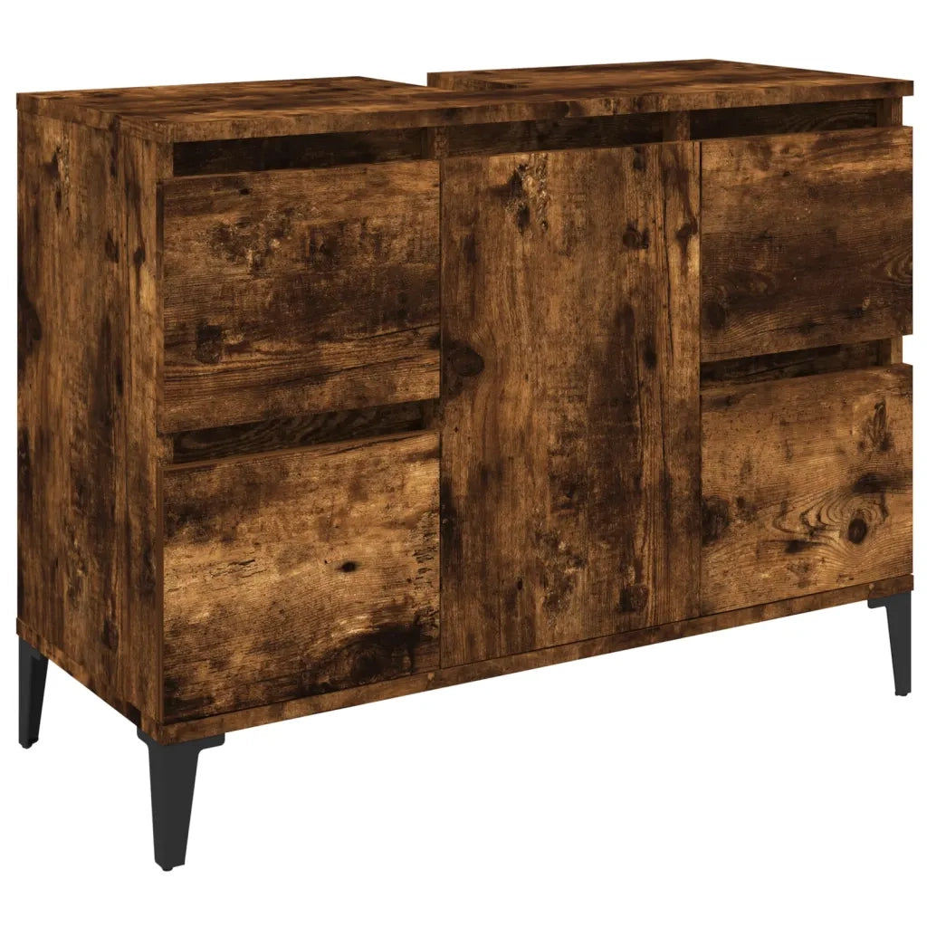 Mobile Lavabo Rovere Fumo 80x33x60 cm in Legno Multistrato 821281