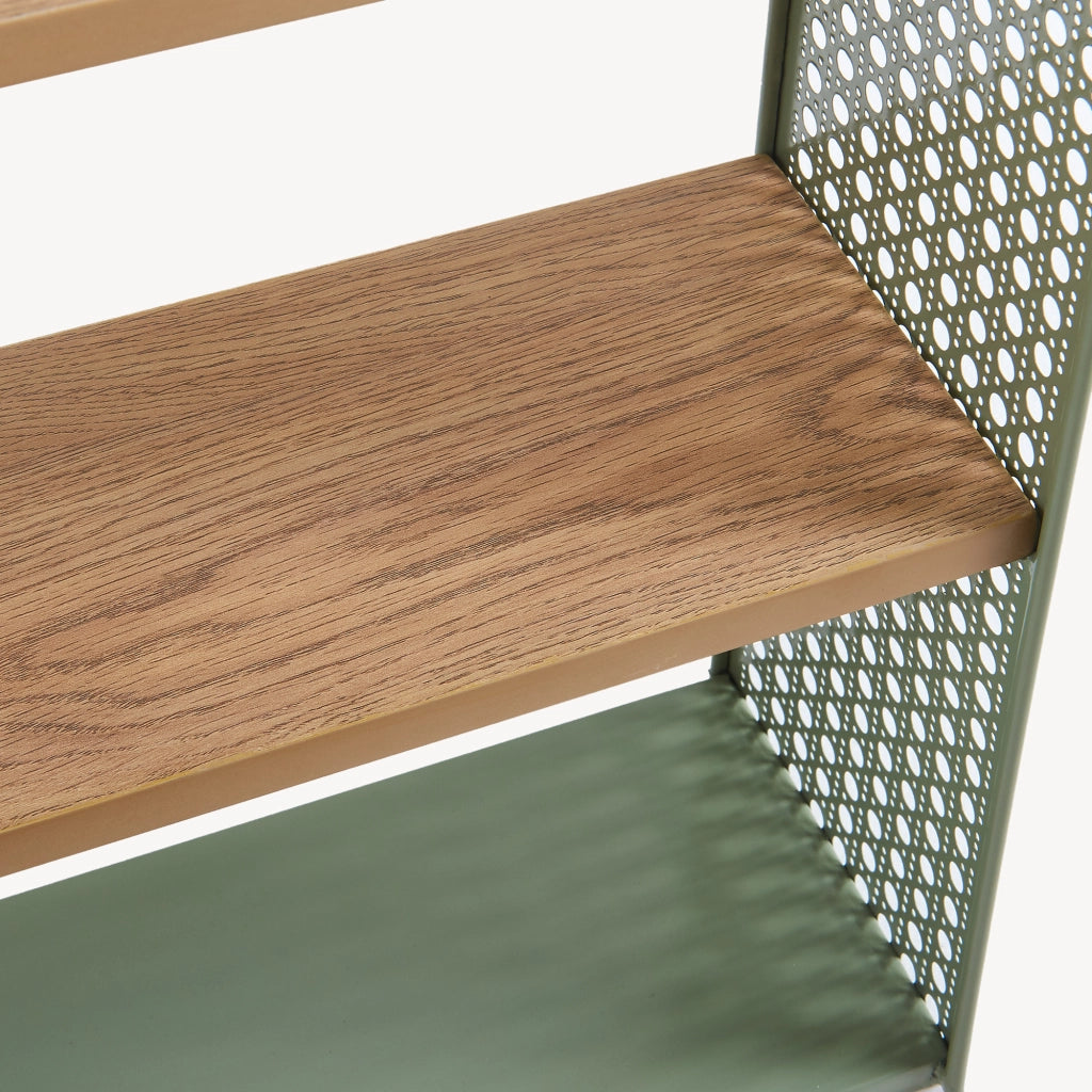 Scaffale da Parete Jäller Design Arcuato Traforato 53x35x14 cm Verde [en.casa]