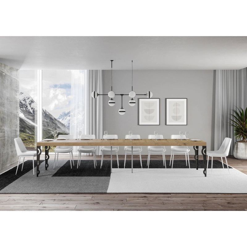 Tavolo allungabile 200/460x90 cm Karamay Premium telaio Antracite - Quercia Natura