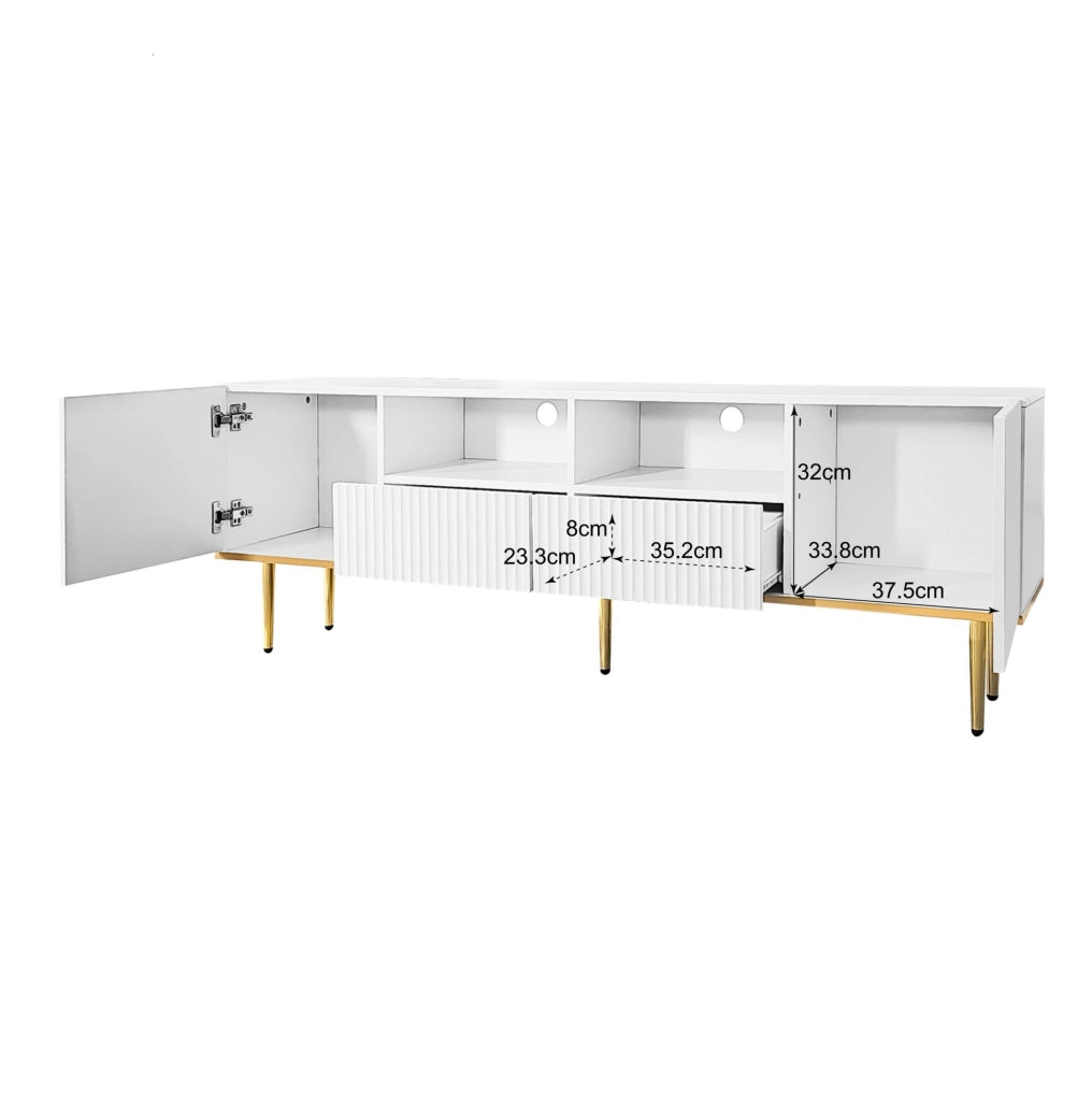 Mobile TV moderno 165x36x55 cm con 2 vani e 2 cassetti