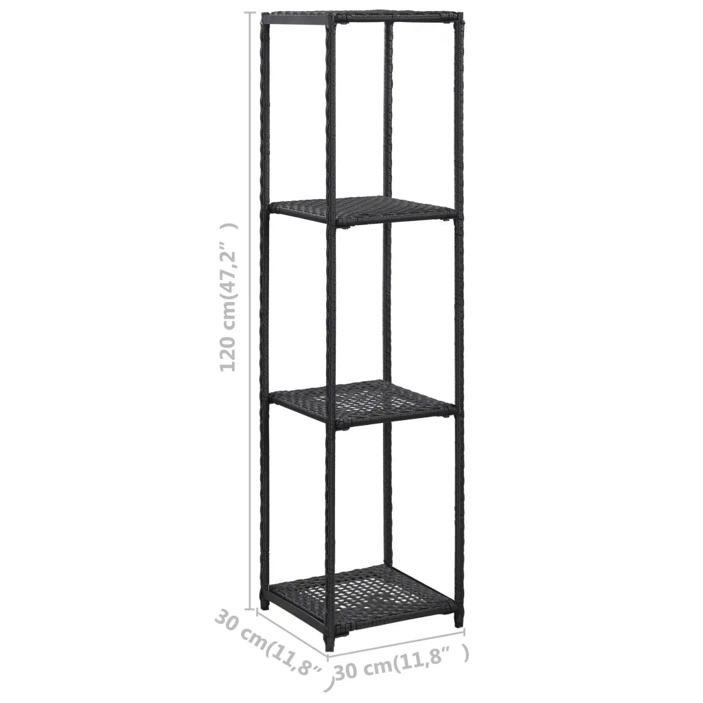 Scaffale Nero 30x30x120 cm in Polyrattan 46974