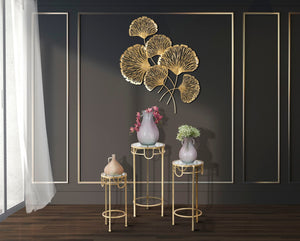 Porta Telefono Oro Set 3 Pz Ø33x70 -28x60-23x50 cm in Ferro e Vetro Oro