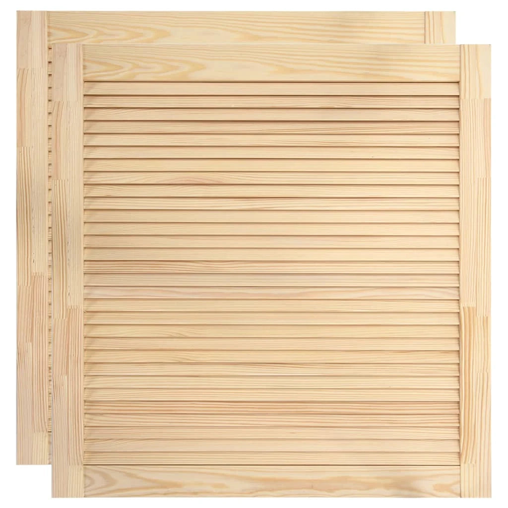 Set di 2 ante a persiana in legno massello di pino ante per armadi ante per mensole rivestimento per armadio guardaroba 61,5 x 59,4 cm 02_0003895
