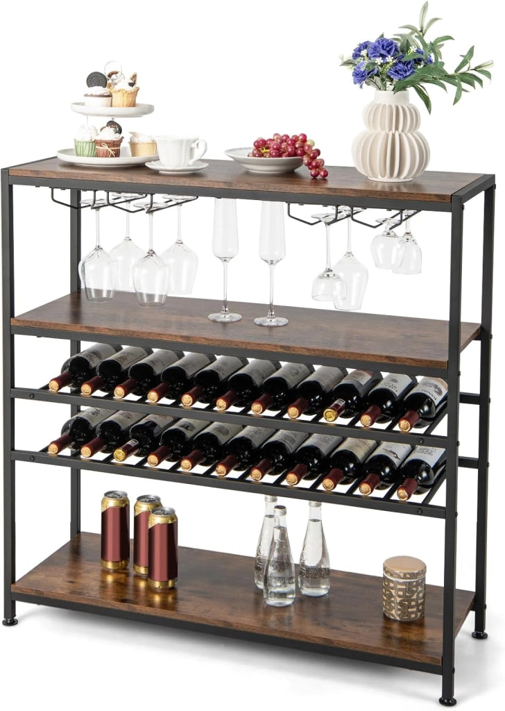 Mobile Bar a 5 livelli, armadio da vino con portabottiglie per 22 bottiglie e portabicchieri per 20 tazze, scaffale per cucina, sala da pranzo, 100 x 35 x 101 cm