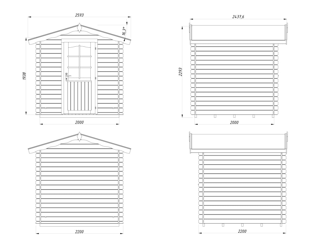 Casetta in legno non trattato Vivian 3,8 m2