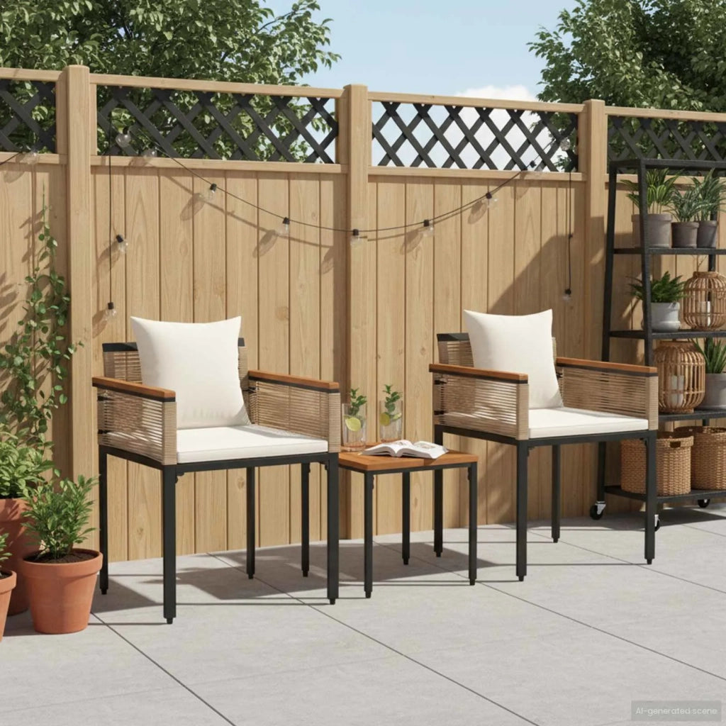 Set di Mobili da esterno | Set Salotto da Giardino Beige e Bianco Crema polyrattan