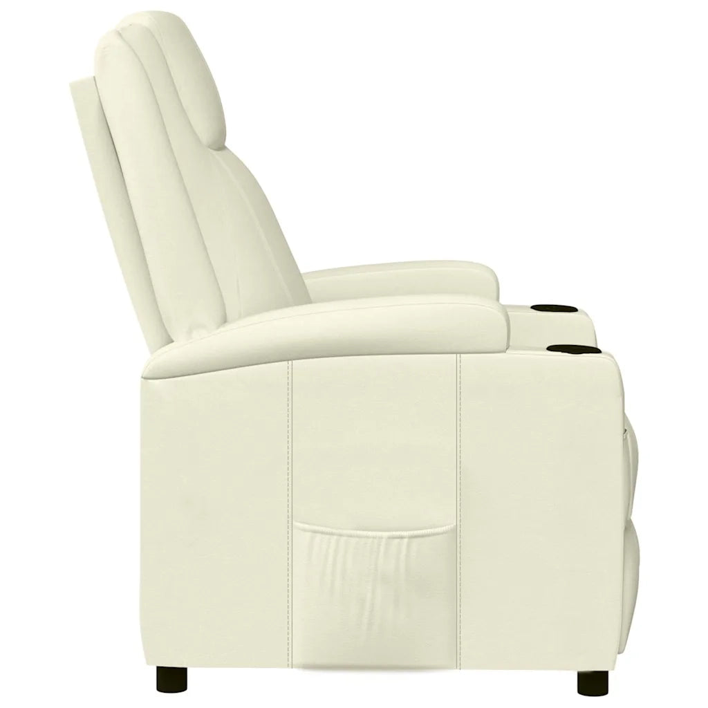 Poltrona Reclinabile Bianco Crema in Similpelle