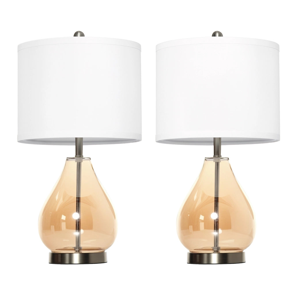 Lampada da tavolo con paralume in lino e gambo in vetro ¨C Minimal ¨C Bianco