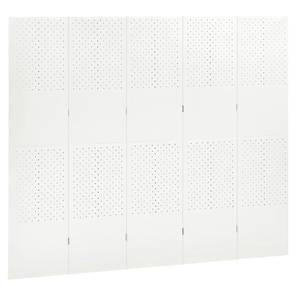 Paravento a 5 Pannelli Bianco 200x180 cm in Acciaio 335902