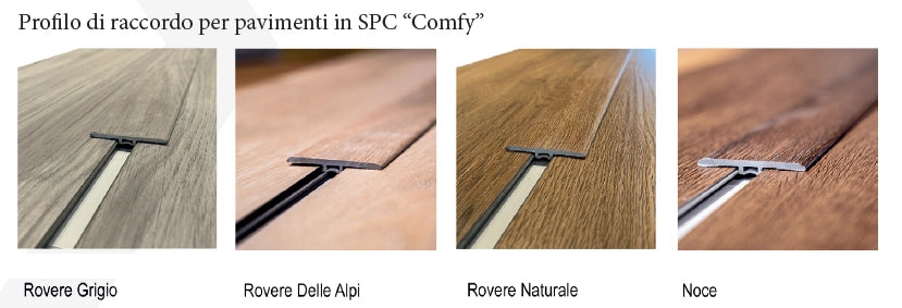 PROFILO DI RACCORDO PER PAVIMENTO IN SPC Colore Rovere delle alpi
