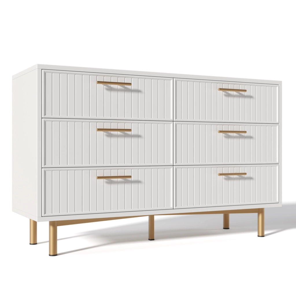Cassettiera con 6 cassetti; 120x40x75 cm; con base in metallo; pannello truciolare; bianco