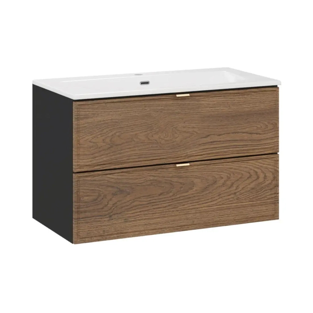 Set da bagno SAVIA: mobile sottolavabo 80cm + lavabo da incasso bianco