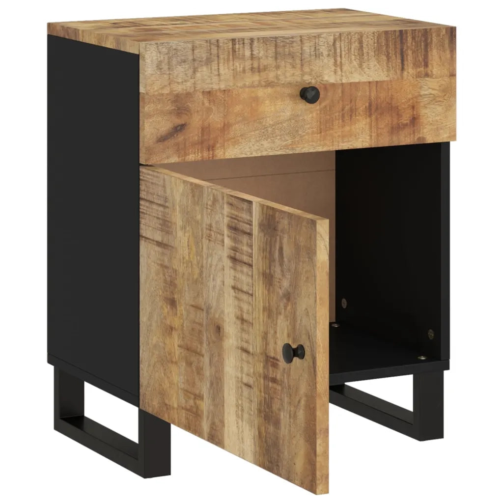 Comodino 50x33x60cm Legno Massello di Mango e Legno Multistrato 350656