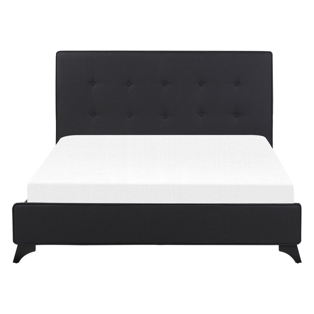 Letto Matrimoniale tessuto Nero 140 x 200 cm Imbottito in stile moderno