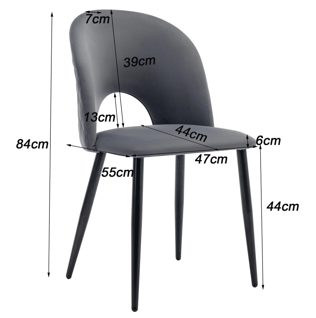 Set da pranzo 117x68x75 cm con sedie in velluto; gambe regolabili; grigio