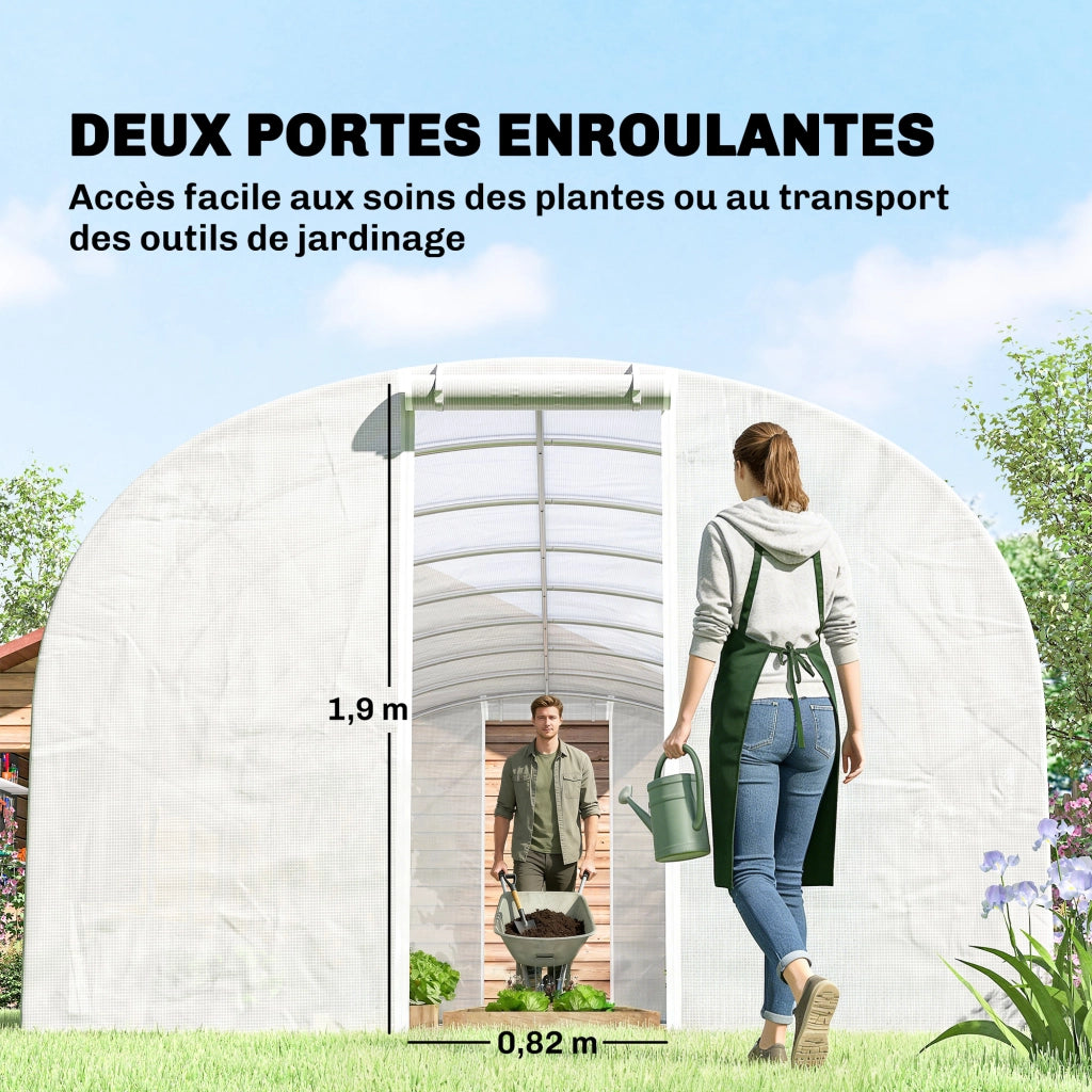 Serra da giardino tunnel ¨C zephmum ¨C 24m2 bianco in acciaio
