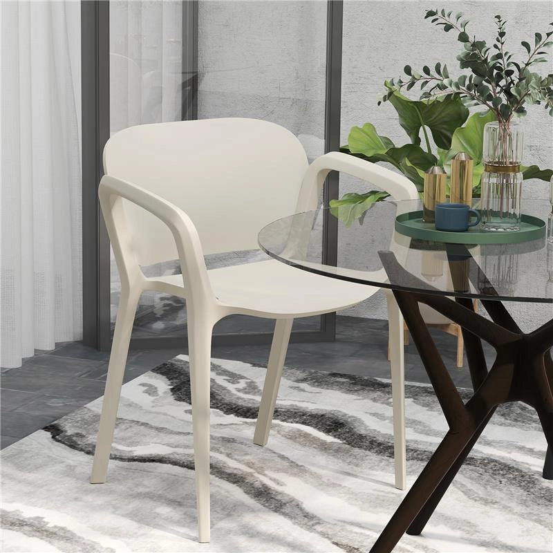 SET 4 SEDIE DA GIARDINO IMPILABILI IN PP DAL DESIGN MODERNO CON BRACCIOLI 60X56X75 CM BIANCO