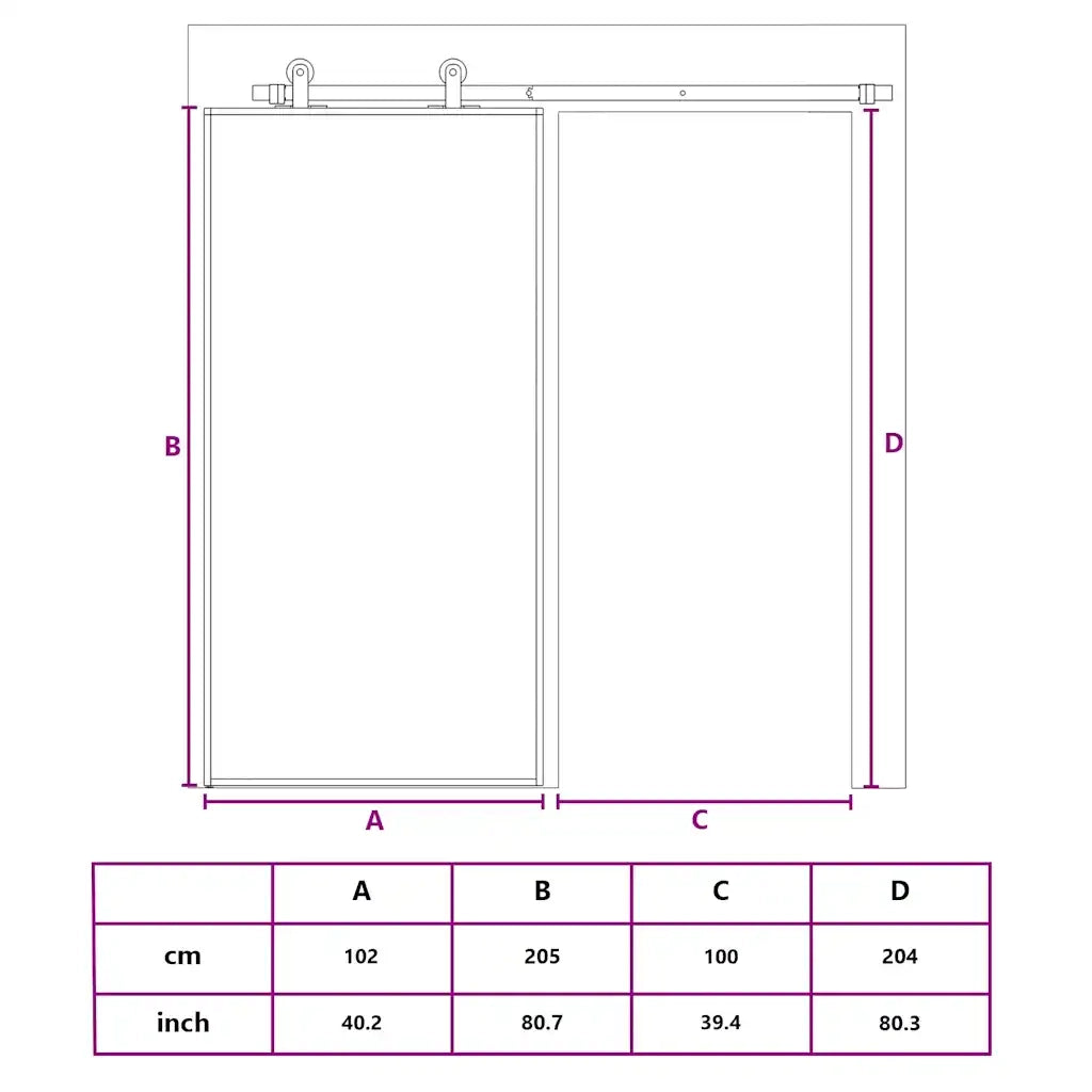 Porta Scorrevole in Vetro ESG e Alluminio 102x205 cm Nera 151022