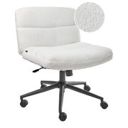 Sedia da scrivania per ufficio Bianco Boucle Teddy Rivestimento ampio senza braccioli Seduta pneumatica Base girevole Inclinabile