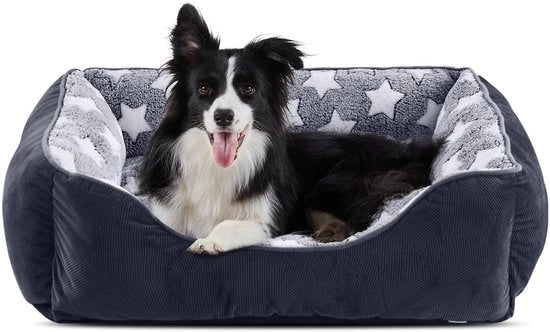 Letto per cani Piccolo Letto per cani Sac per cani Lavo con acqua Sac per cani per cani e gatti (63 x 53 x 20 cm) Nero/Stelle