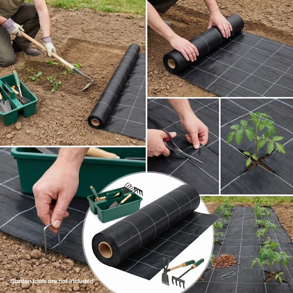 Nyumput - Telo Pacciamatura 10x2,10 m 100Gr/mq tessuto permeabile antierbacce antialga per orto giardino nero