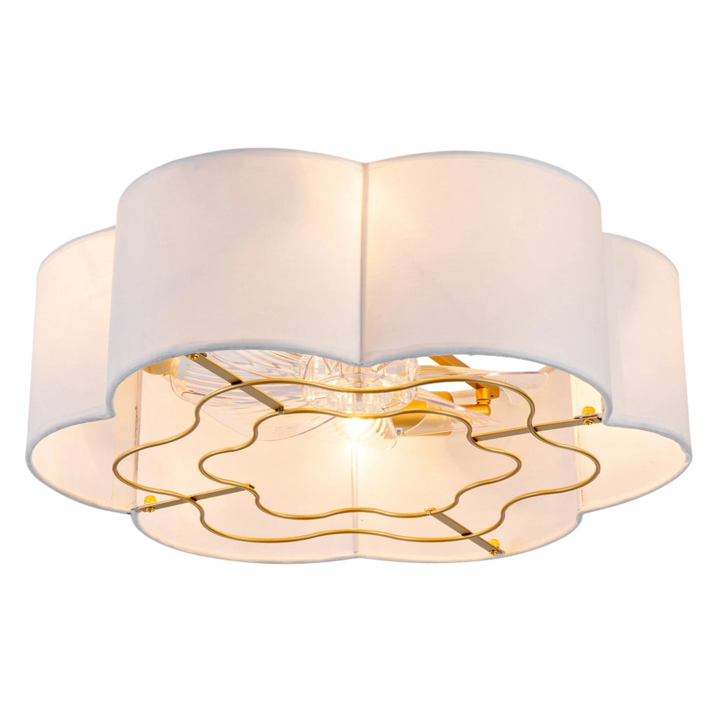 Ventilatore da soffitto con luce; controllo App e telecomando; 53 x 49;5 x 23 cm; beige e oro