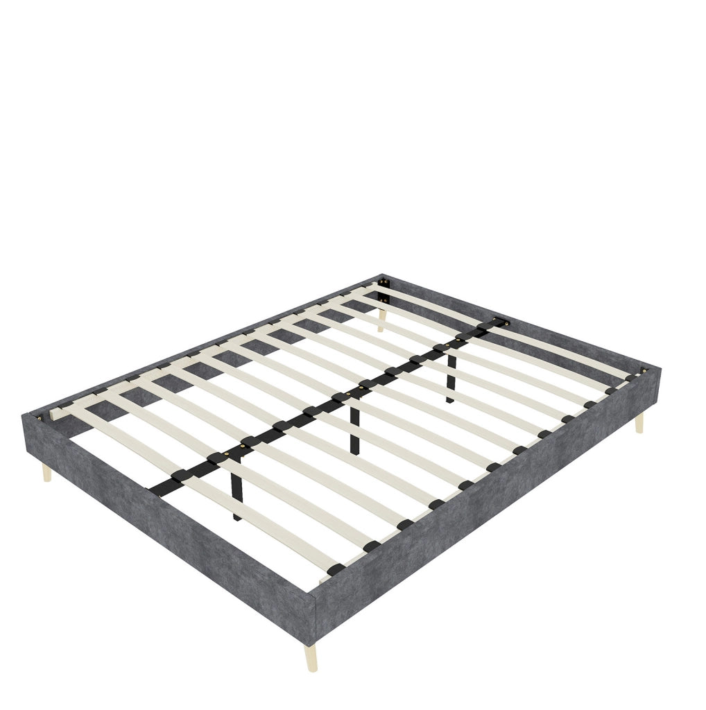 Letto piattaforma 140 x 200 cm in velluto olandese grigio