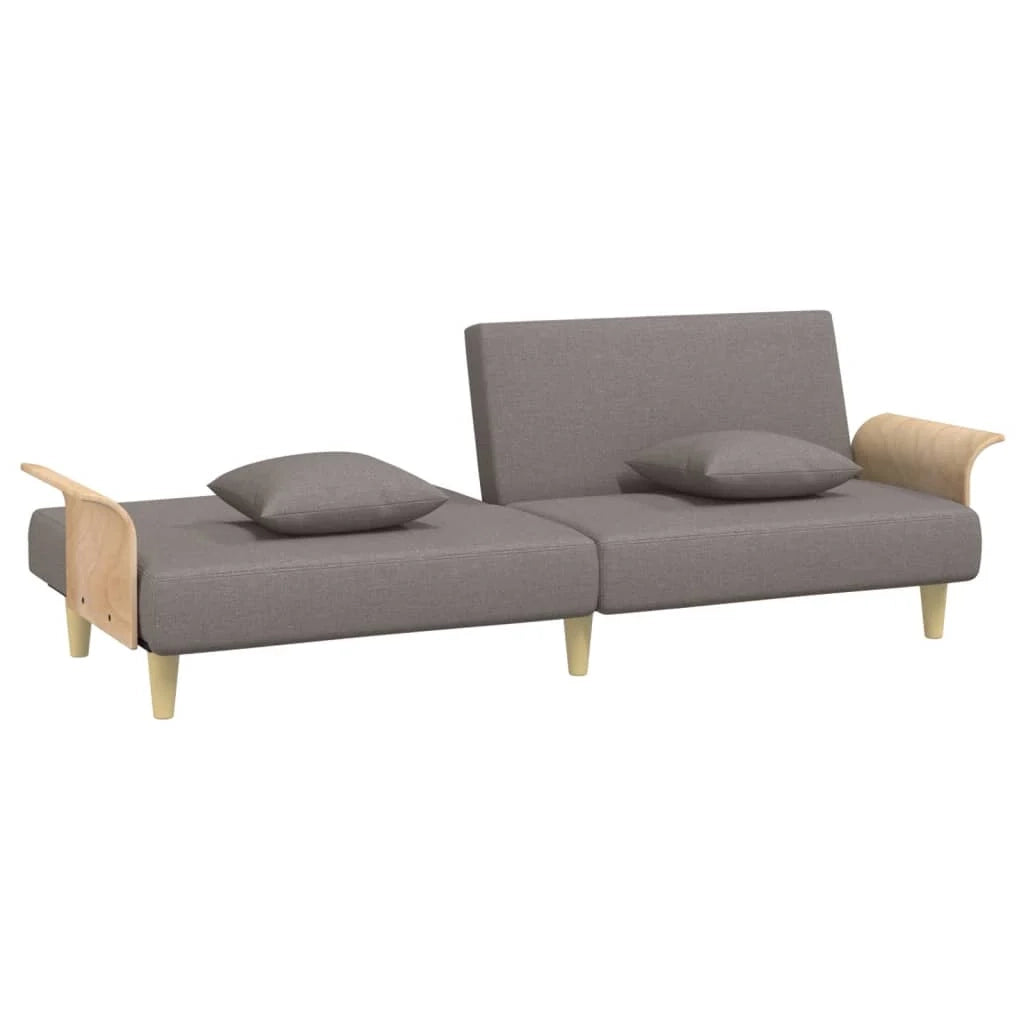 Divano letto con braccioli 224 x 89 x 70 cm tessuto tortora 02_0021009