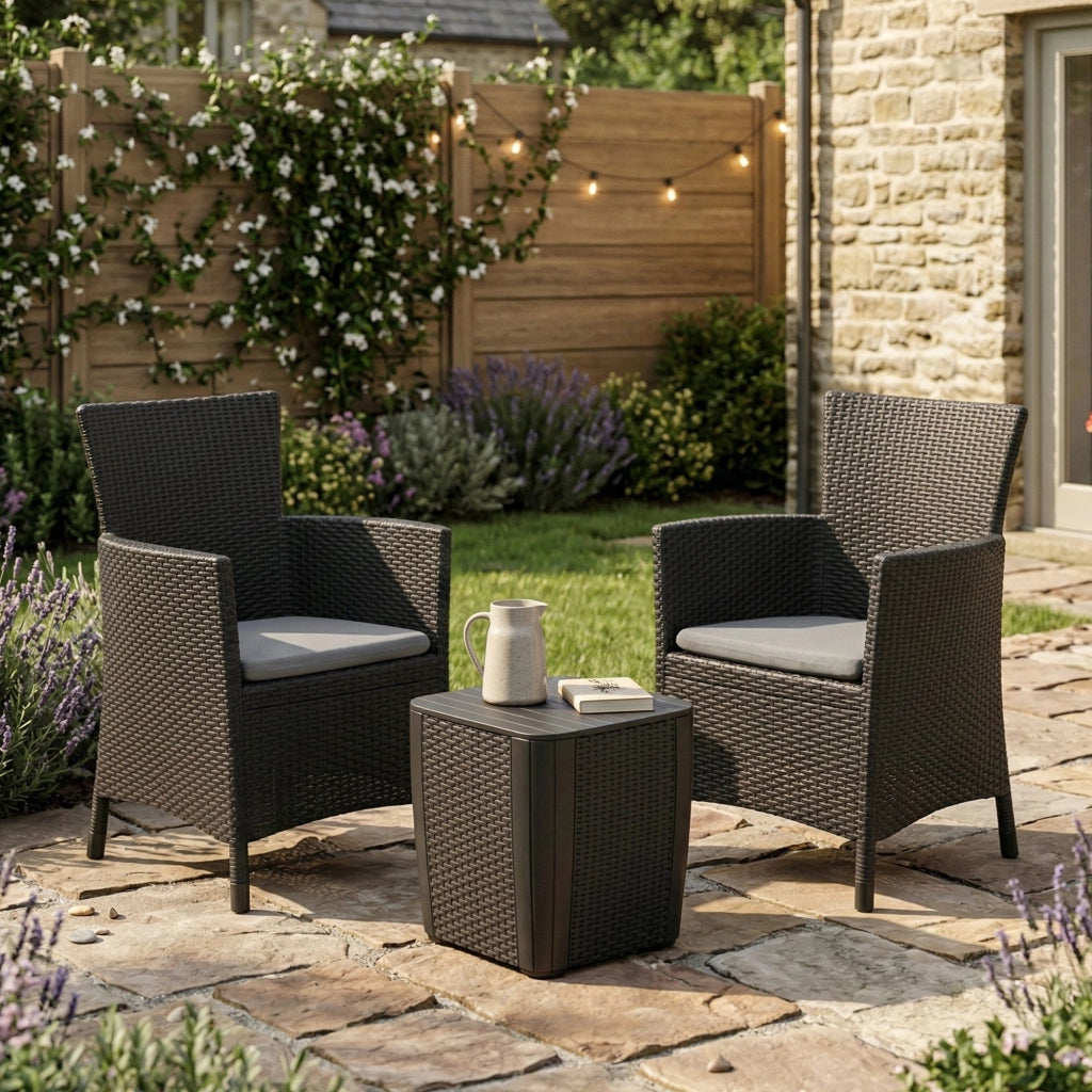 Set salotto da esterno Viking, Salottino outdoor, Set da balcone o giardino, Composizione soggiorno per esterni, 62x60 h89 cm, Antracite