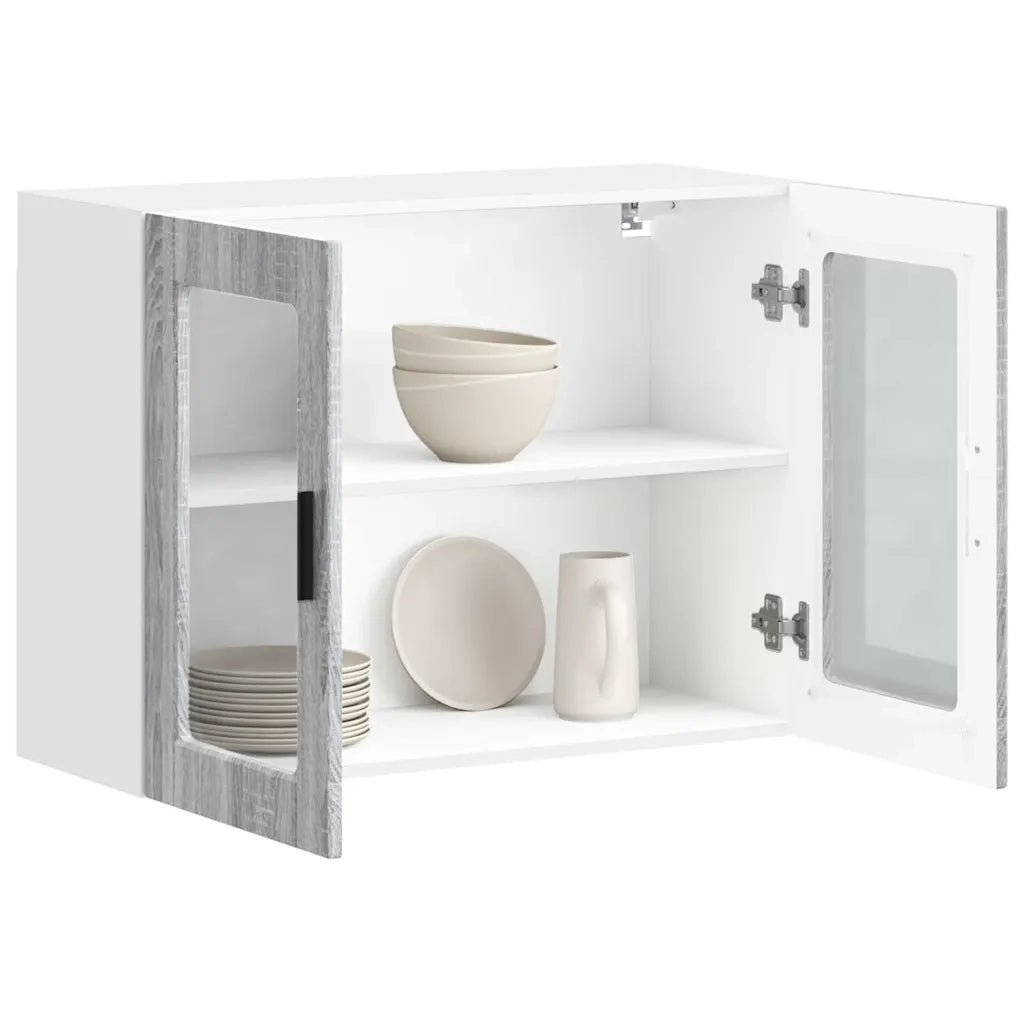 Pensile da Cucina | Mobile da Cucina con Porta in Vetro Porto Grigio Sonoma