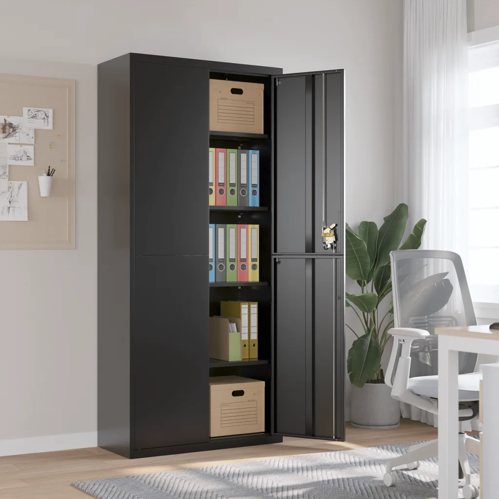 Armadio Classificatore Nero 90x40x200 cm in Acciaio 339762