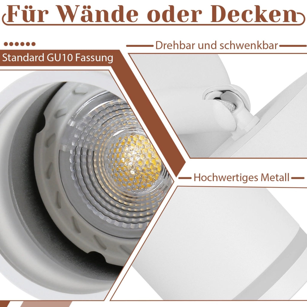 ZMH Faretto da soffitto bianco 1 lampadina moderna GU10 orientabile interno in metallo