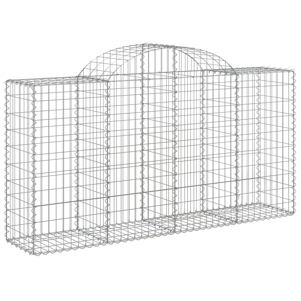 Set di 4 gabbioni ad arco per recinzione gabbia o muro di contenimento 200 x 50 x 100/120 cm ferro zincato argento 02_0041437