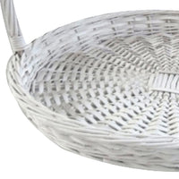 Set 2 Cesti Rotondi Piatti in Vimini con Manico Larghezza 50 cm