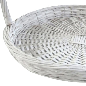 Set 2 Cesti Rotondi Piatti in Vimini con Manico Larghezza 50 cm