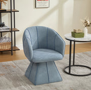 Poltrona girevole in ciniglia blu 56x54x74;5 cm con schienale alto e braccioli larghi