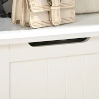 Appendiabiti da Terra Moderno 3 in 1 con 4 Ganci, Panca Contenitore e Attaccapanni, Salvaspazio Mobile da Ingresso, Corridoio, Camera da Letto in Legno, 71.5x39.5x170 cm, Bianco