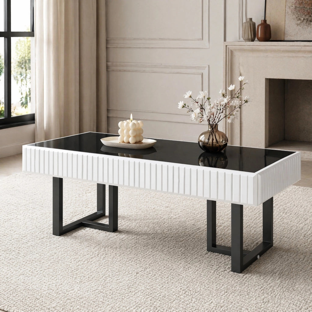 TAVOLINO DA SALOTTO moderno 110 x 50,5 x 41 cm bianco e nero
