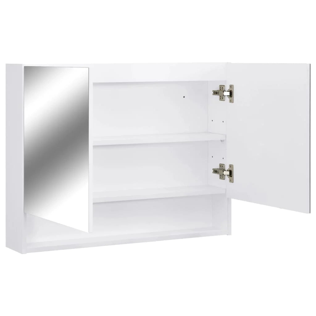 Mobiletto a specchio da bagno a LED 80 x 15 x 60 cm MDF bianco 02_0006728