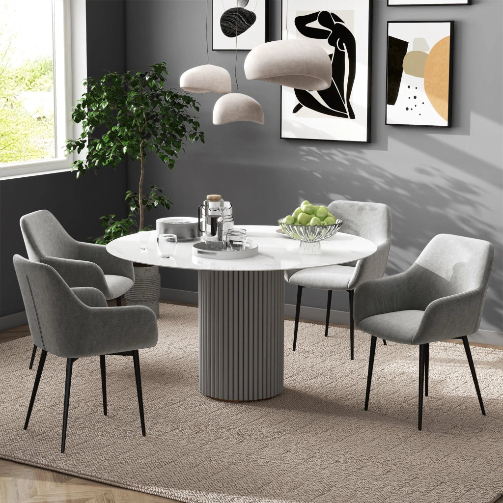 Set 2 Sedie Imbottite Stile Nordico 54x57x80 cm Tessuto Effetto Velluto Grigio Scuro