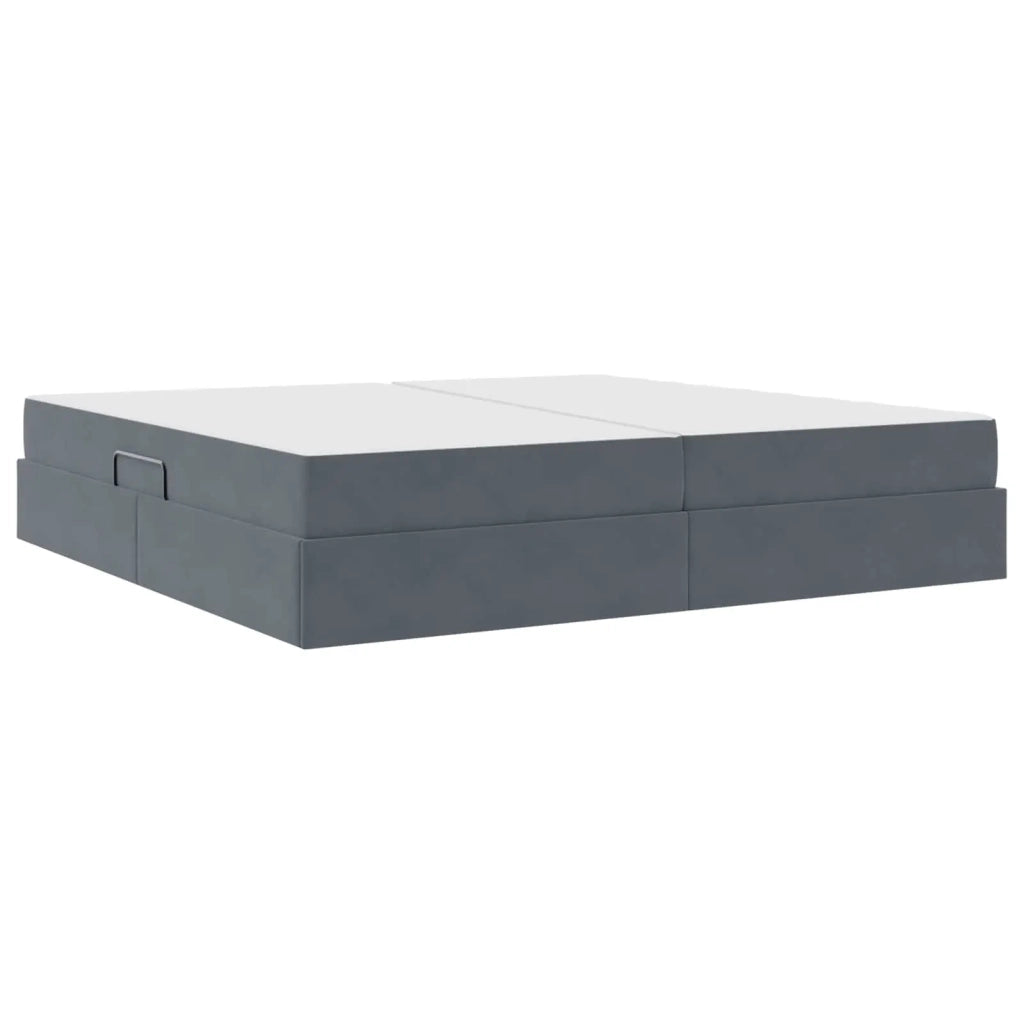 Letto con contenitore e materasso Grigio scuro 200 x 200 cm 3399743