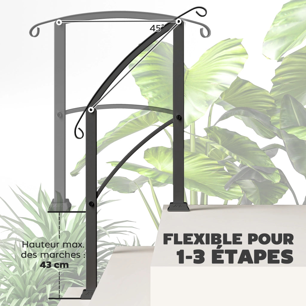 Rampa per Scale 1-3 Gradini ¨C zephmum ¨C Nero 71x8x148 cm