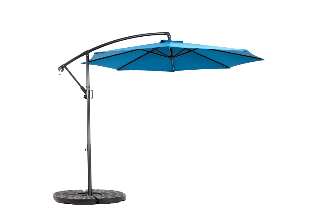 Ombrellone da giardino a sbalzo 10 ft con manovella e inclinazione; blu scuro; in acciaio