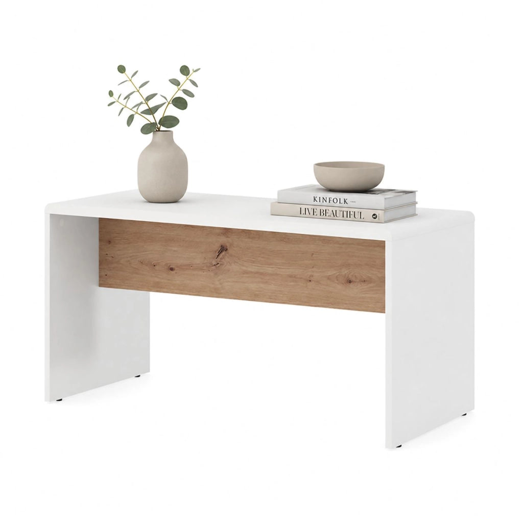 Limatola, Tavolino da Salotto Forma Rettangolare, 90x50x47h cm Bianco Opaco